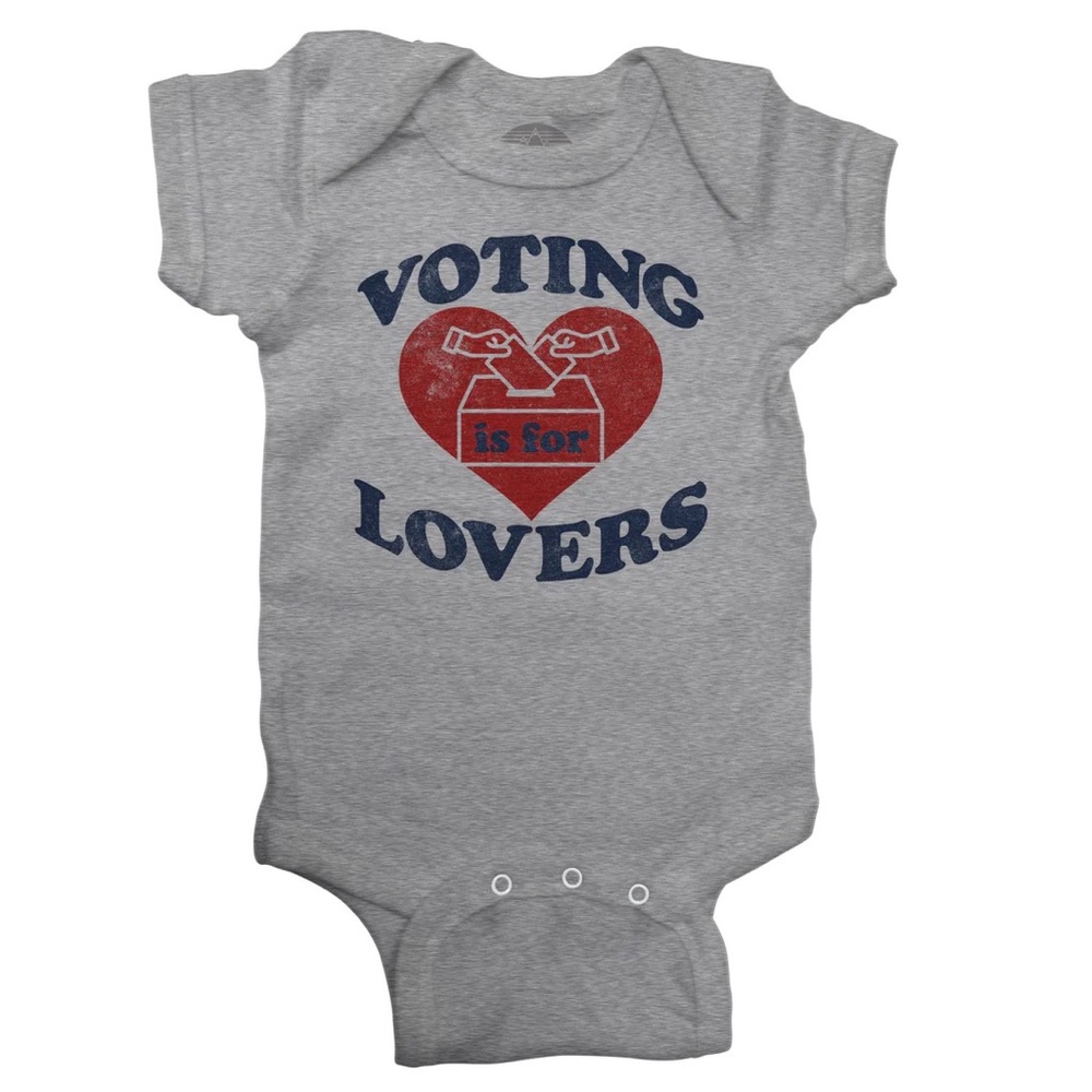 Boredwalk Voting is for Lovers onesie, 3-6 months
